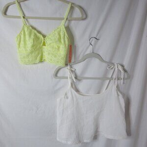 Colsie Lot of 2 Babydoll Cami Bralette Tank Tops Yellow White Size Small NWT